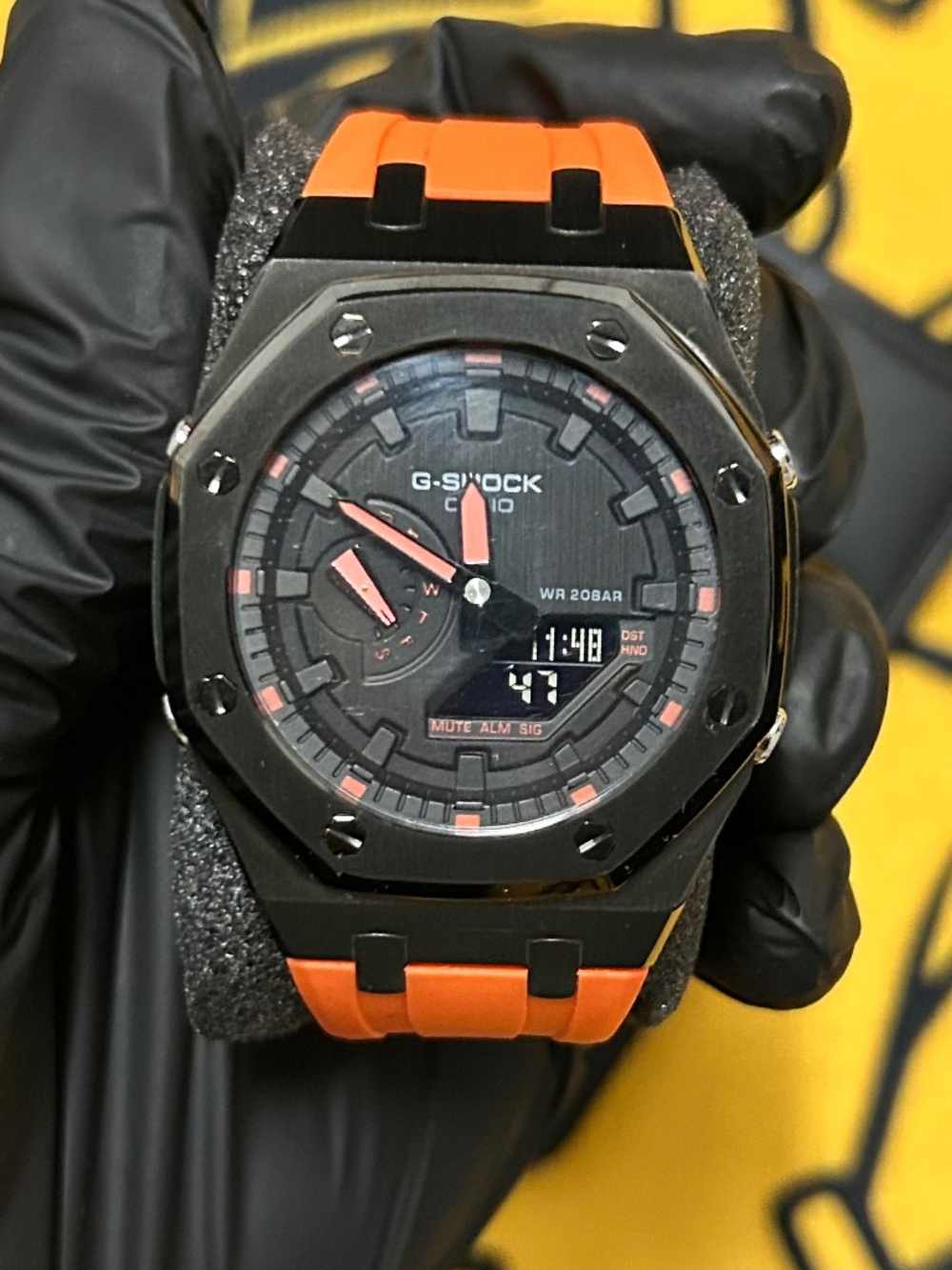 🖤🧡 CASIO G-SHOCK – BLACK / ORANGE – METAL CASE CUSTOM BUILD 🧡🖤